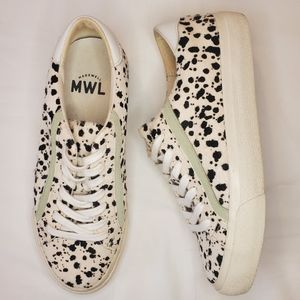 Madewell Sidewalk Low-Top Sneakers Spatter-Painted Calf Hair Women's‎ 7 Cream